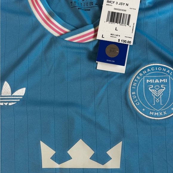 adidas Inter Miami CF Messi #10 MLS Soccer Jersey Large Blue Pink White - Picture 4 of 9